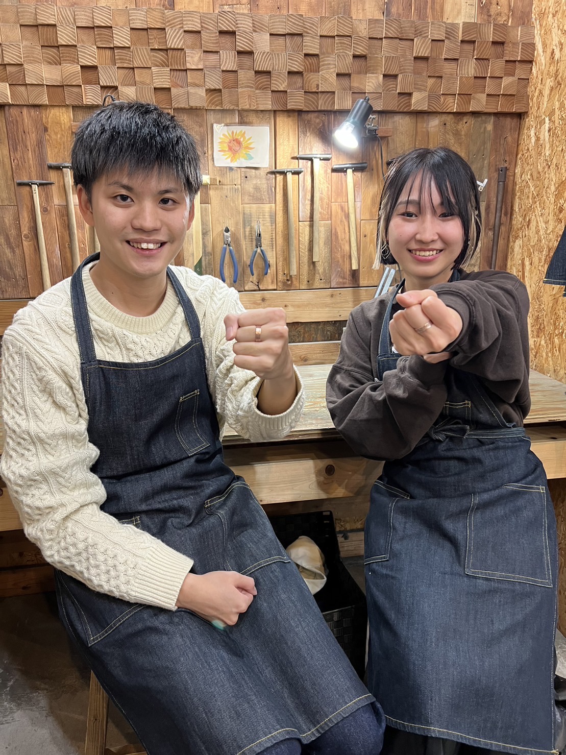 日本桐一銭コイン　ペアーリング　コインリング体験